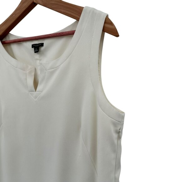 Ann Taylor Dress Size 14 Chevron Print White Blue Shift Drop Waist MOD 70s - Picture 4 of 9